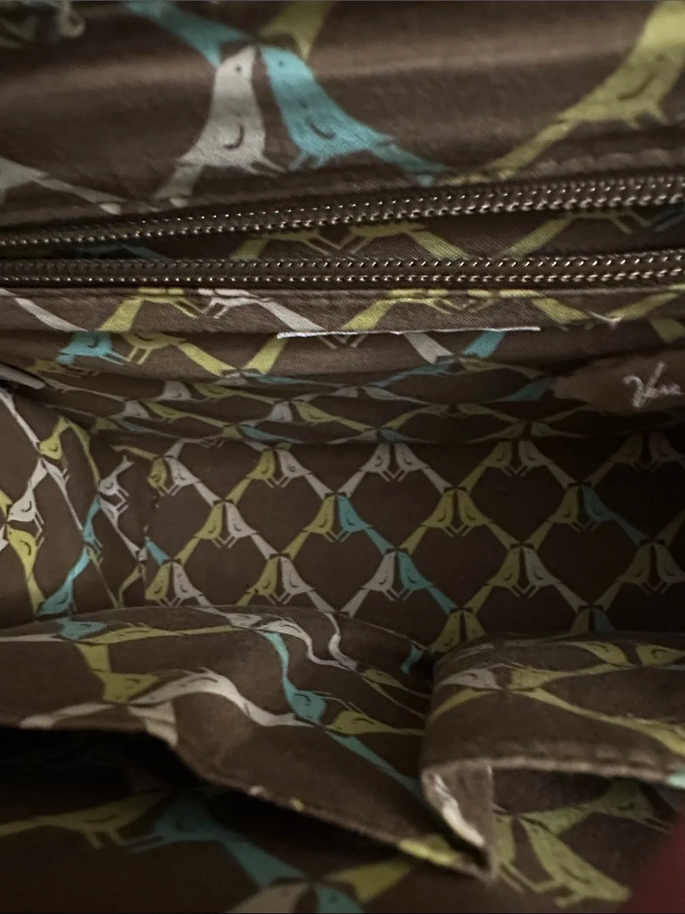 Vera Bradley Brown, Lime & Light Blue Quilted Top-Handle Crossbody